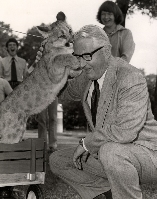 picture of Philip G. Hoffman with cougar Shasta