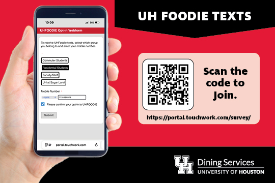 uh foodie text messageing updates