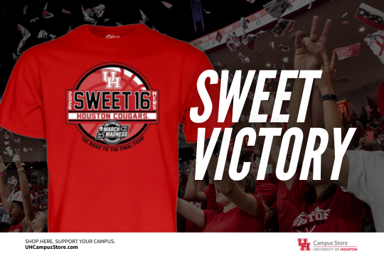 An advertisement for the Sweet Sixteen 2026 UH Basketball shirt