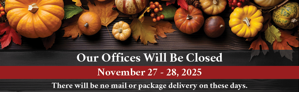 closed 27-28 for thanksgiving 