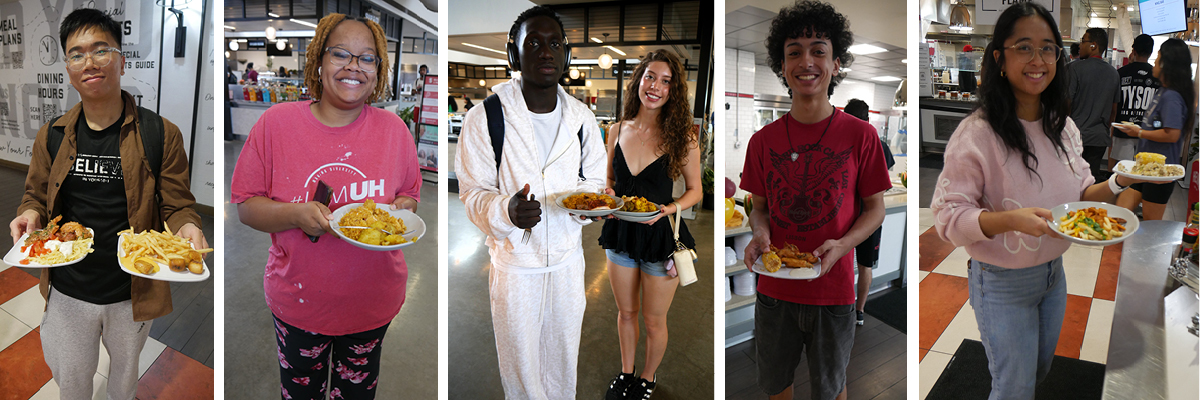 People eating at the event