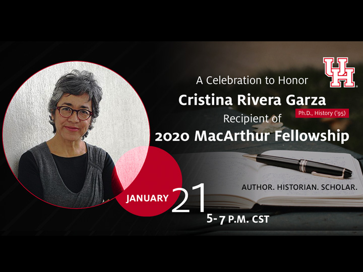 201210-SAVE THE DATE-A Celebration to Honor Cristina Rivera Garza, Recipient of 2020 MacArthur Fellowship