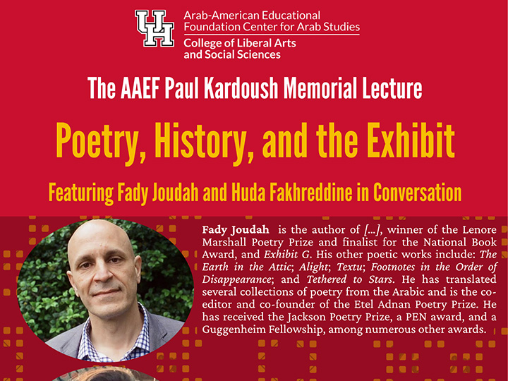 "Poetry, History, and the Exhibit," Featuring Fady Joudah and Huda Fakhreddine in Conversation