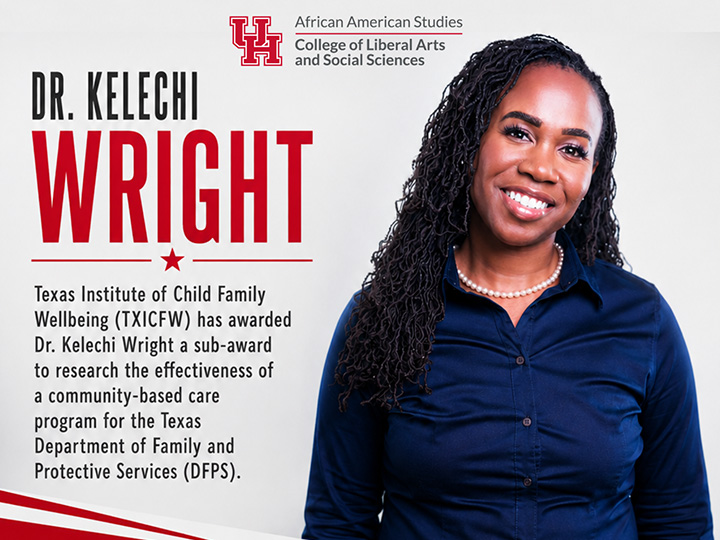 Dr. Kelechi Wright, Assistant Professor is awarded the Texas Institute for Child & Family Wellbeing Sub-Award