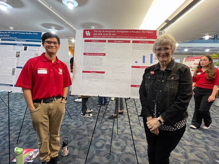 History major and Mellon Research Scholar for 2026 Jorge Palomo, pictured below with mentor Dr. Debbie Z. Harwell