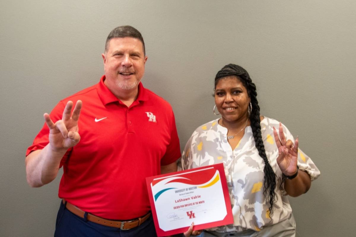 LaShawn Valrie (Right), Office Manager for UH Wellness, pictured with Vice Chancellor/Vice President for Student Affairs, Dr. Paul Kittle