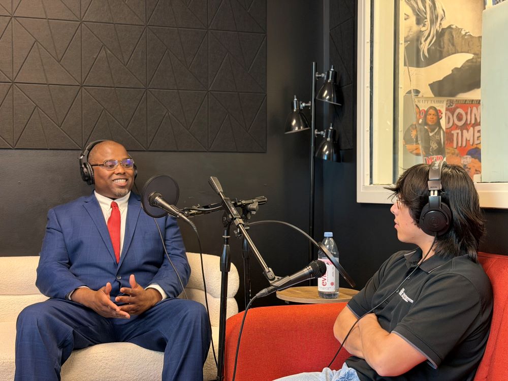 Gabe Jackson being interviewed in a podcast