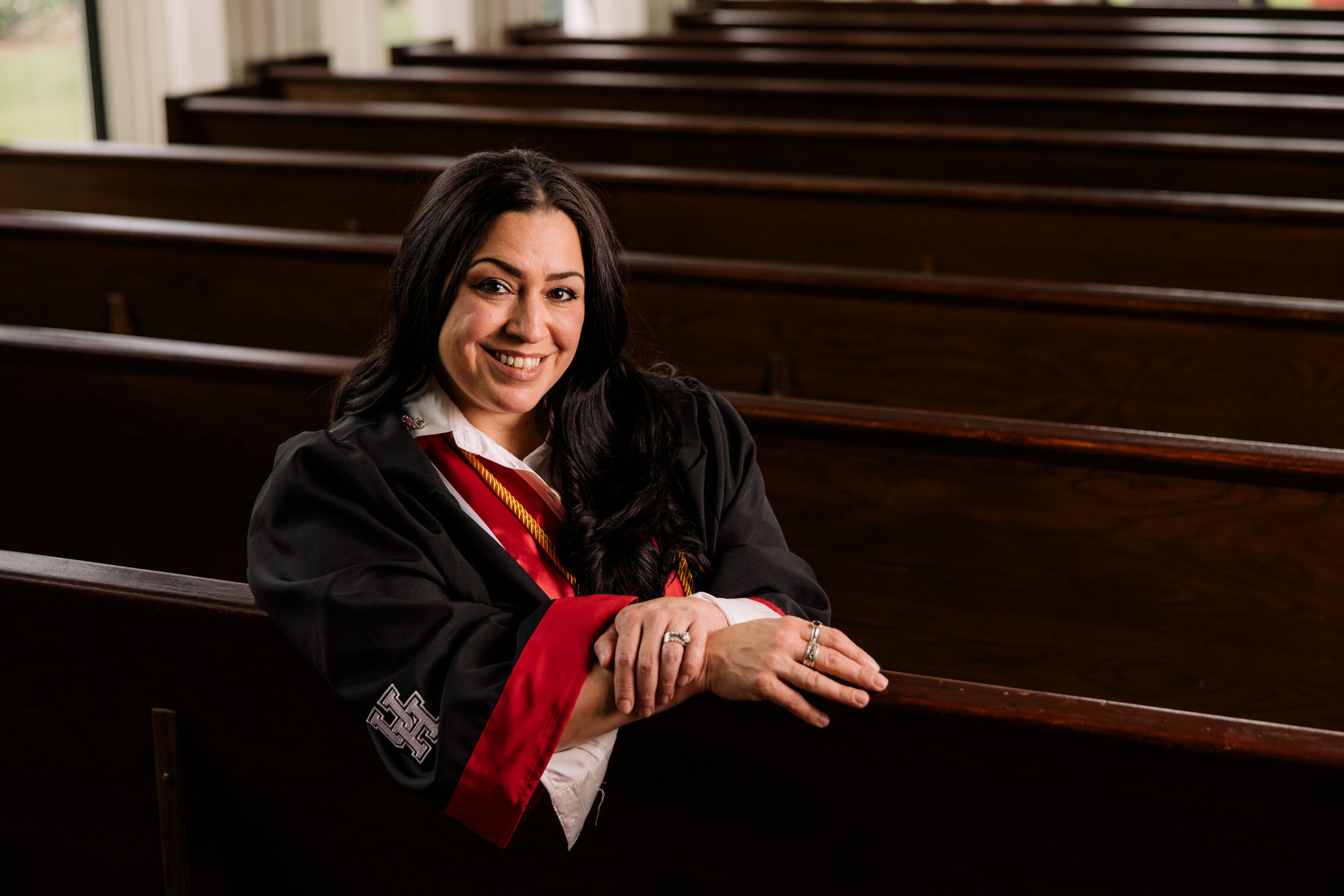 Desiree Davis sitting in a chapel