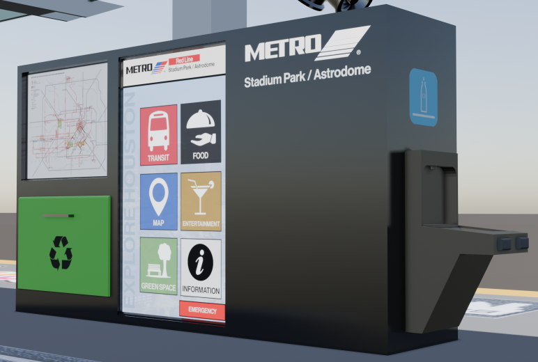 Prototype of new information board at transit hub stations