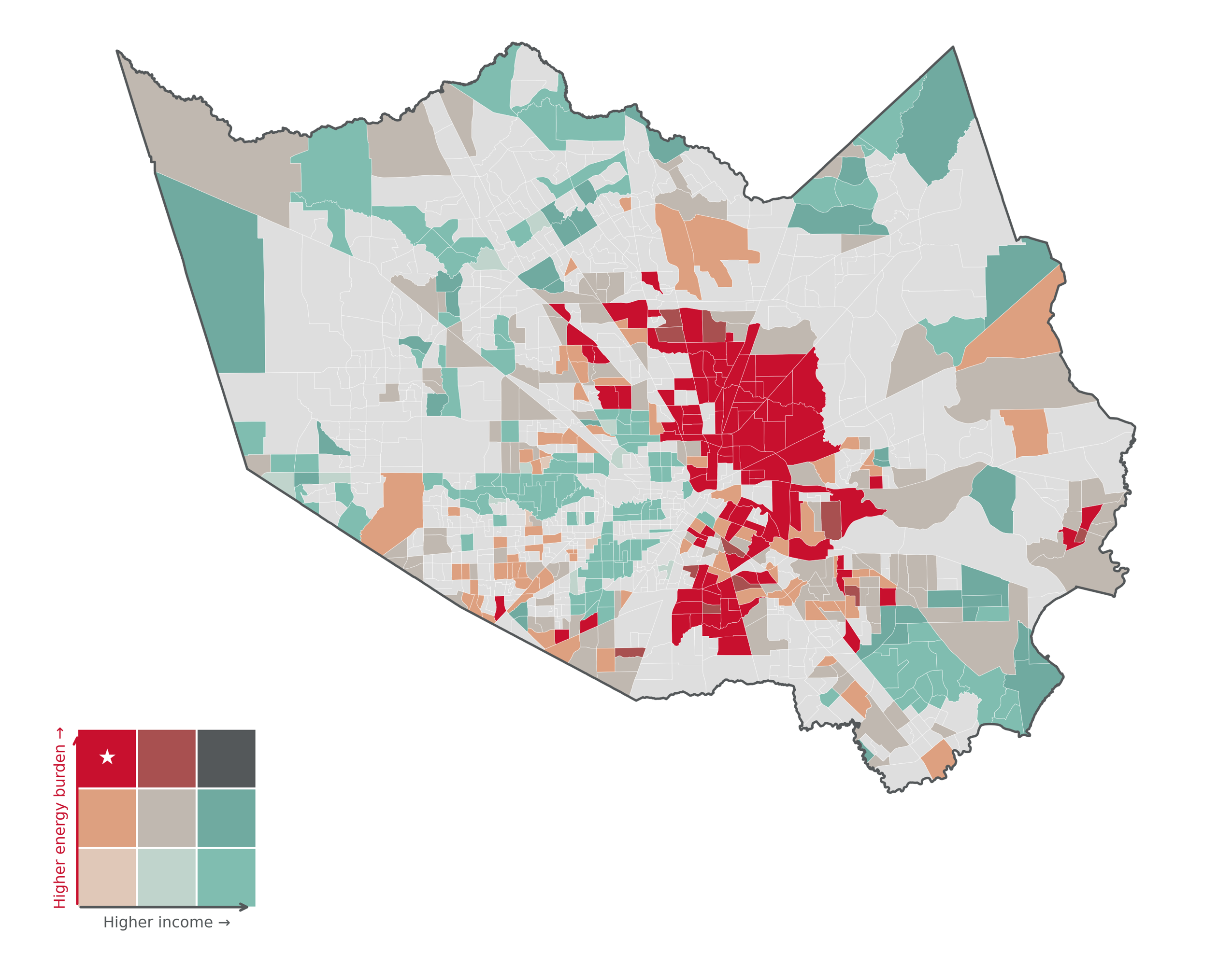 energy burden compared to income in harris county