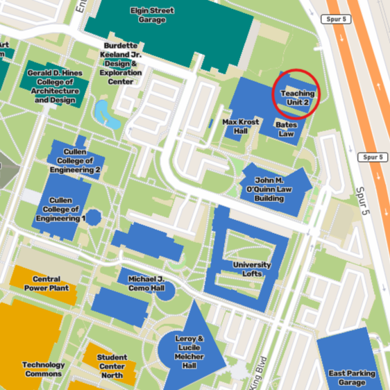 Map of UH Main campus with TU2 circled