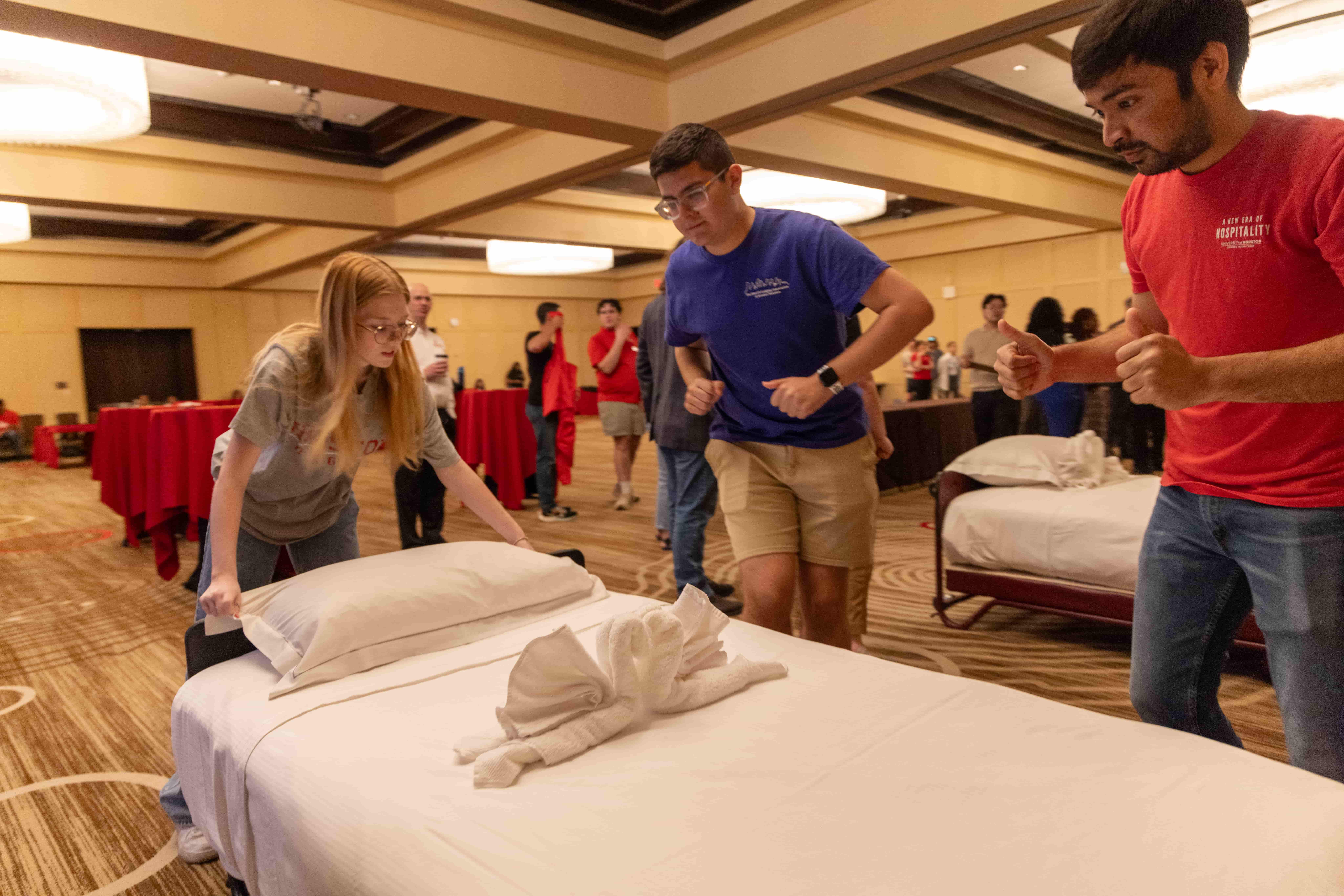 students competing in hotel olympics
