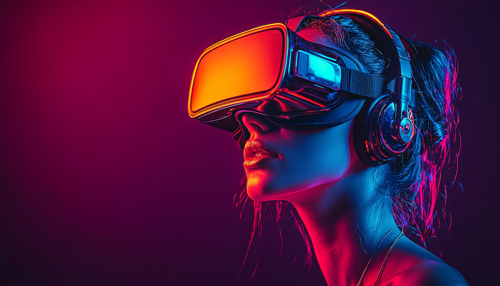 ai woman looking into headset