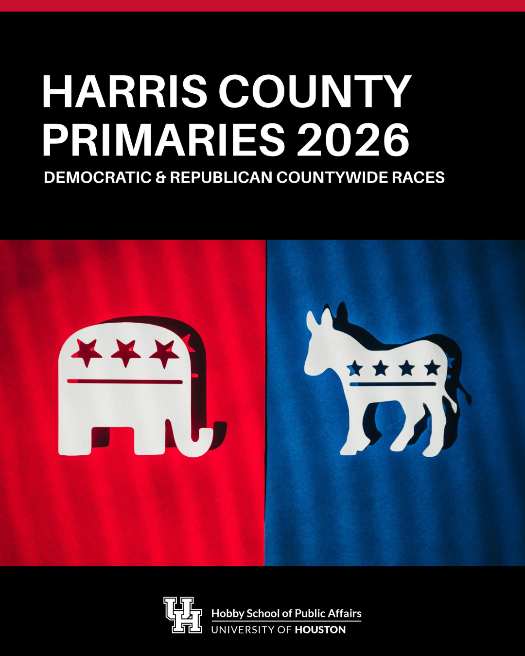 Harris County Report Cover with the Democratic and Republican logos with black and red colors