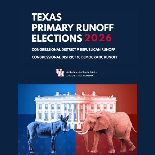 Texas Primary Runoffs Election blue report cover with the donkey and elephant