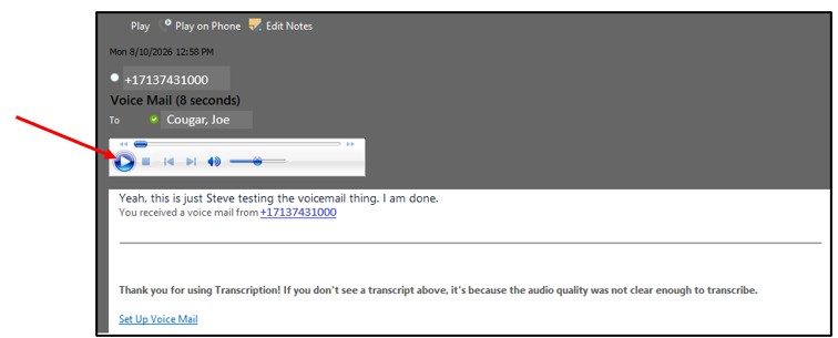 Listen to Voicemail in Outlook