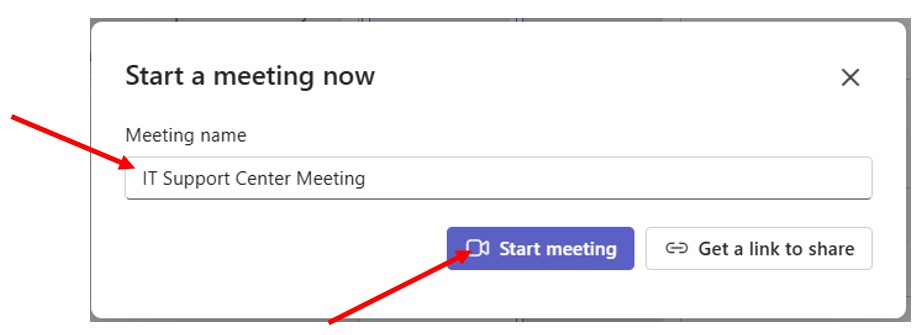 Start Instant Meeting Step 3 and 4