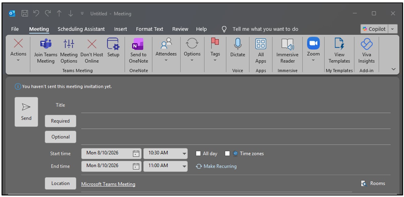 Schedule a Meeting on Behalf of Another User Step 2