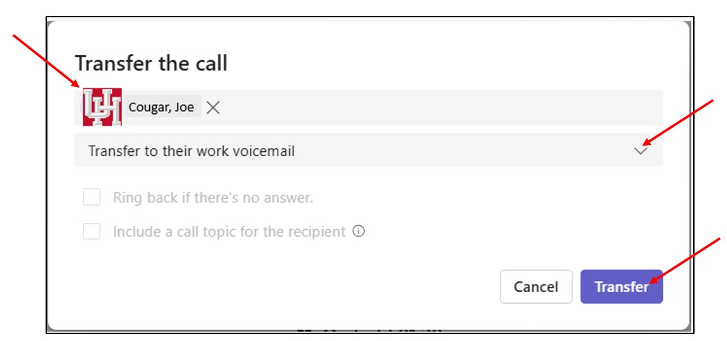Transfer to Voicemail