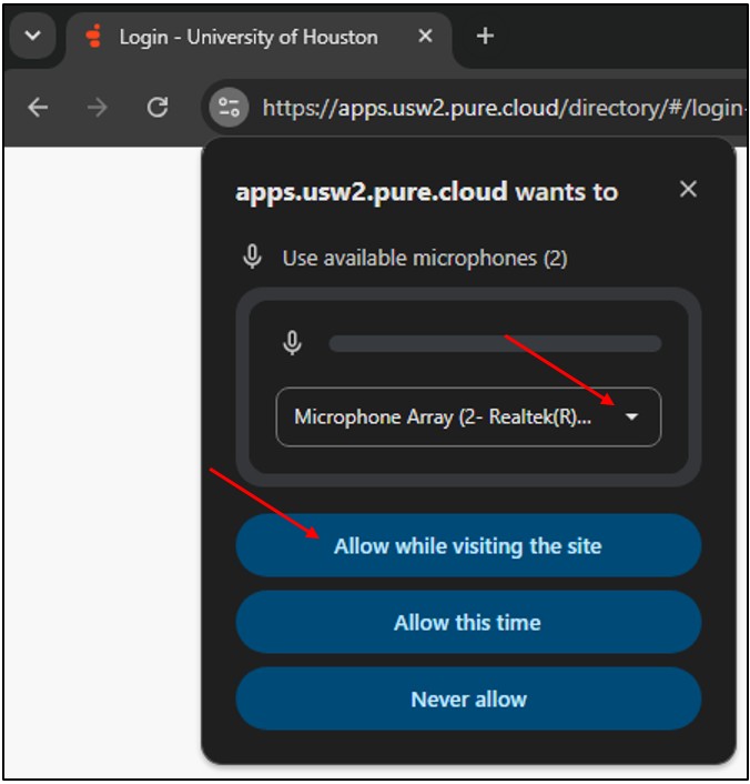 Select Device and Allow all the Time