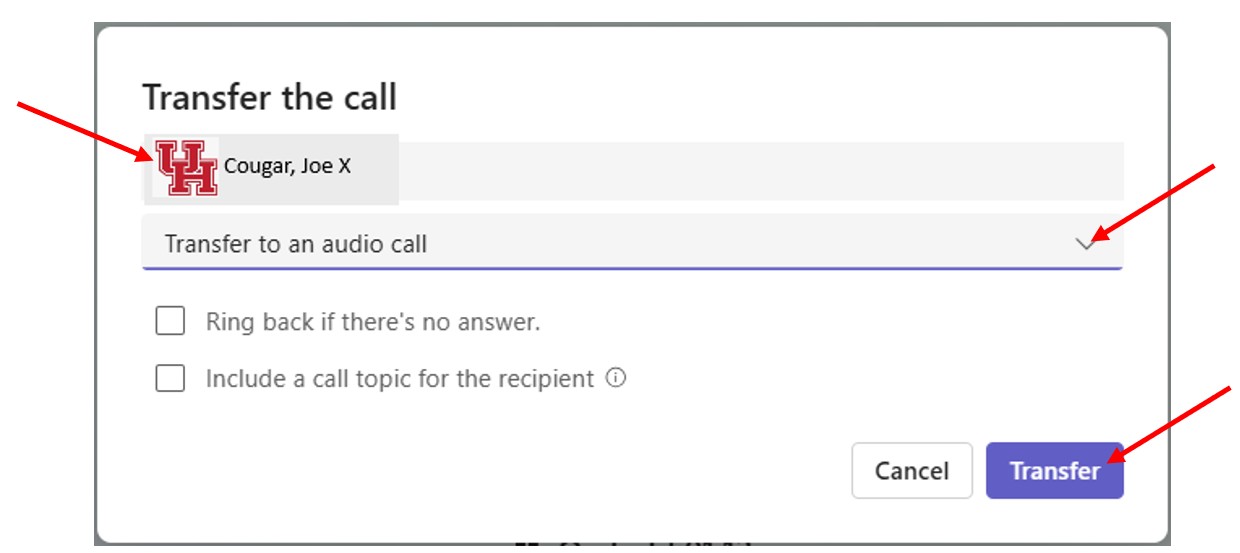 Transfer a Call Step 2