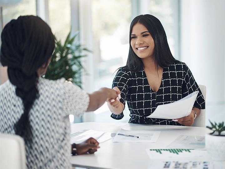 Woman getting hired