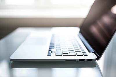 Close-up of the side of a laptop computer
