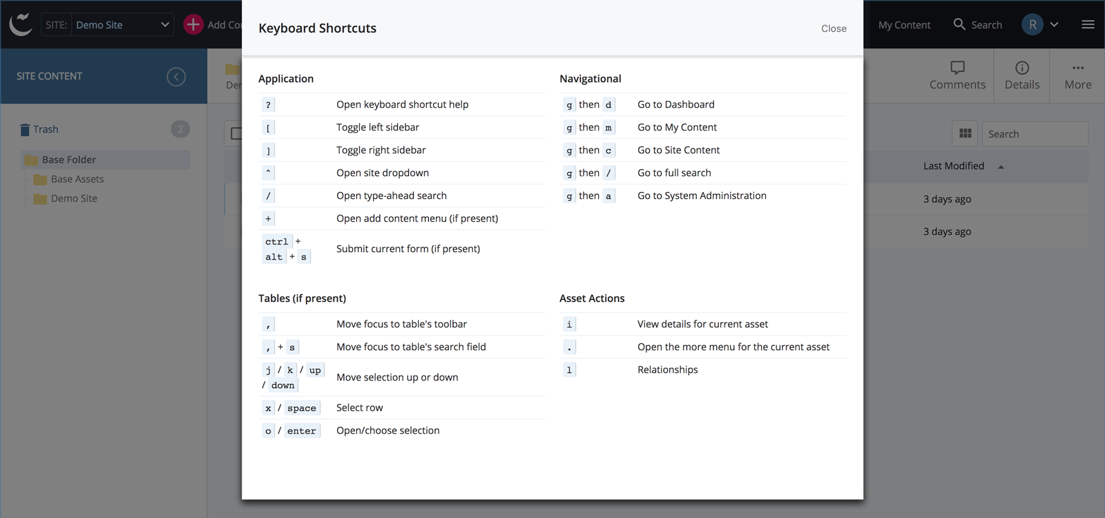 Keyboard Shortcuts