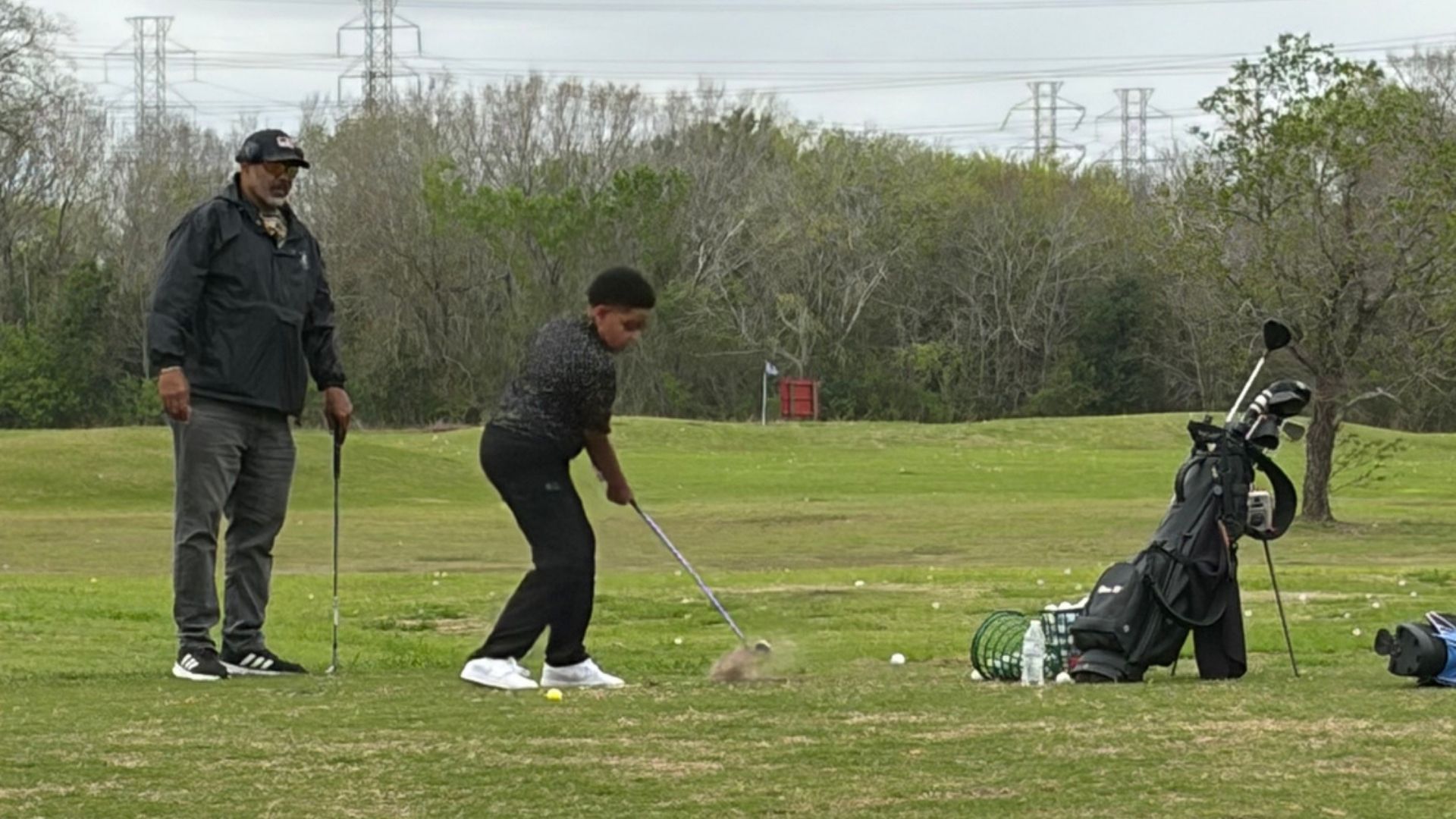 Foley, Jr. at golf practice