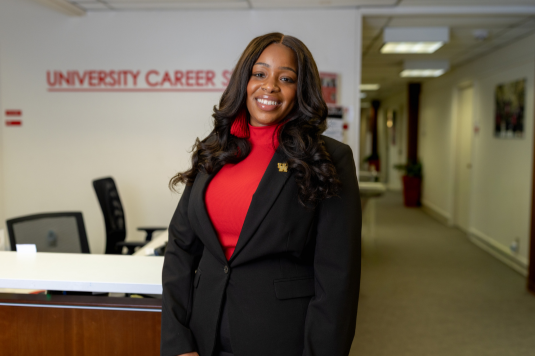 Image of Toia Polk smiling at University Career Services