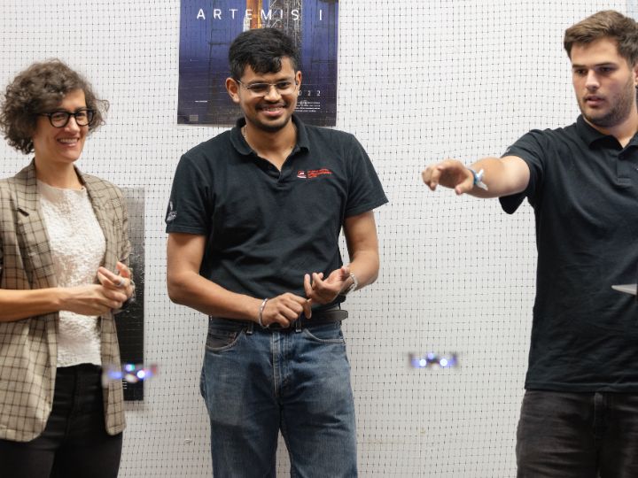 Marzia Cescon and students fly drones small image