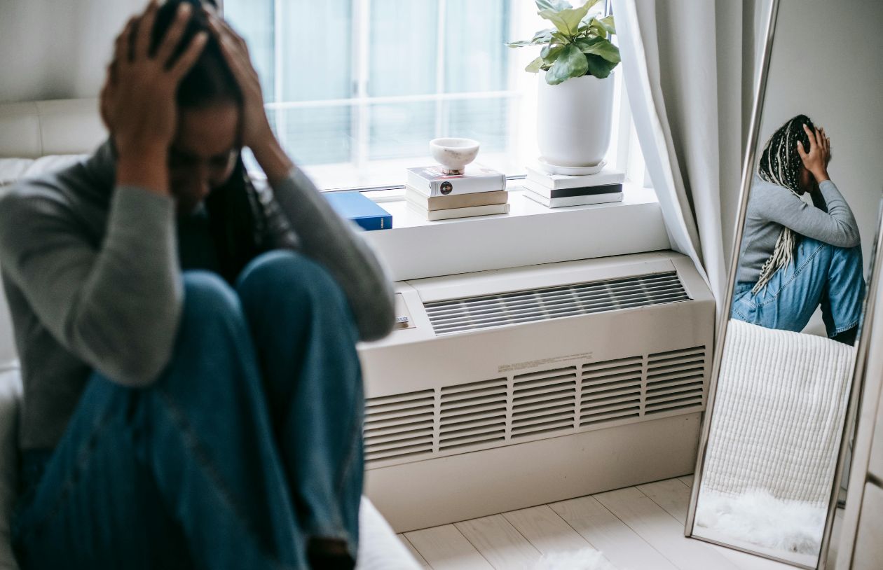 Large image of woman with anxiety