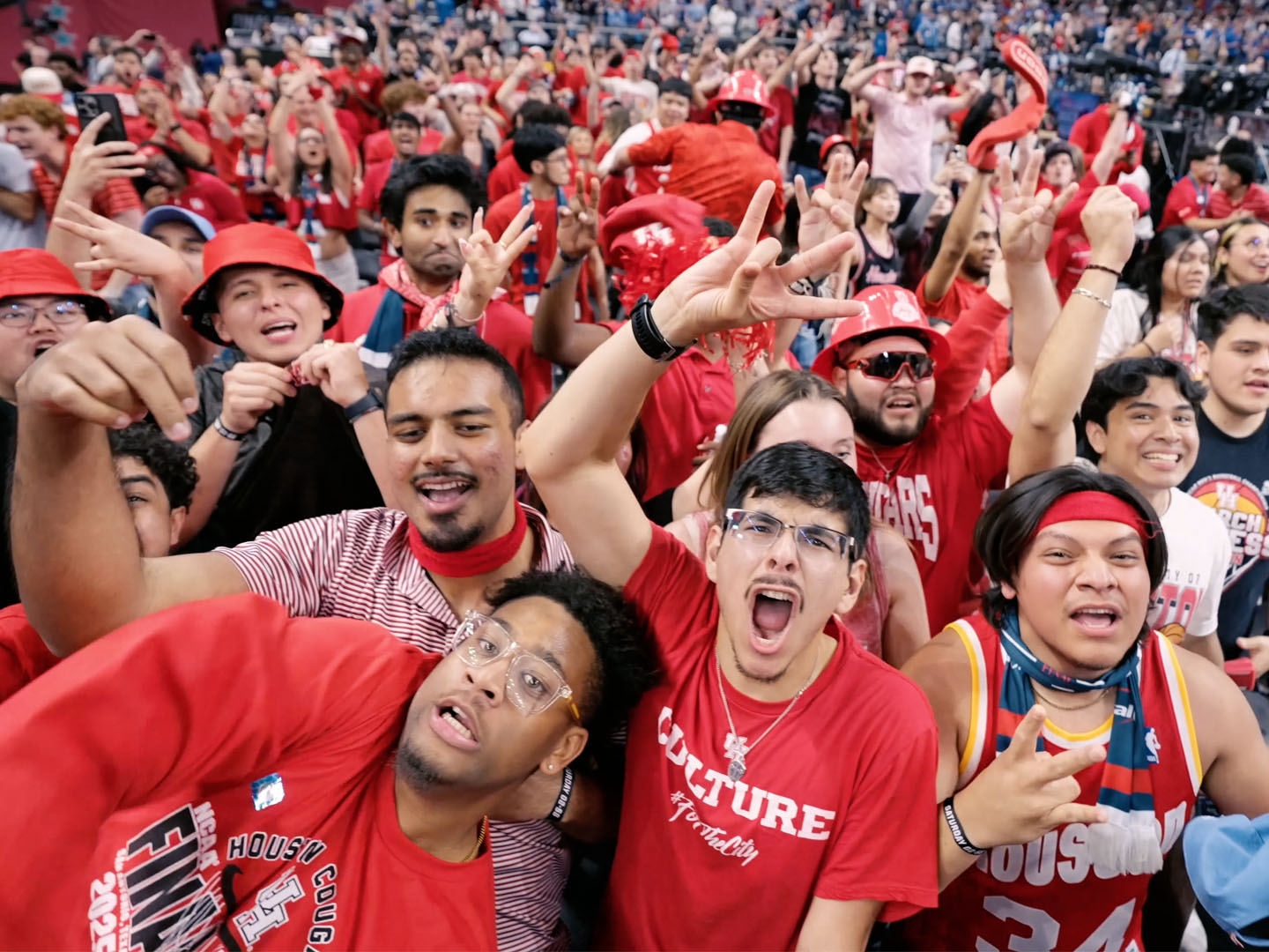 Fans cheering at UH’s Final Four game
