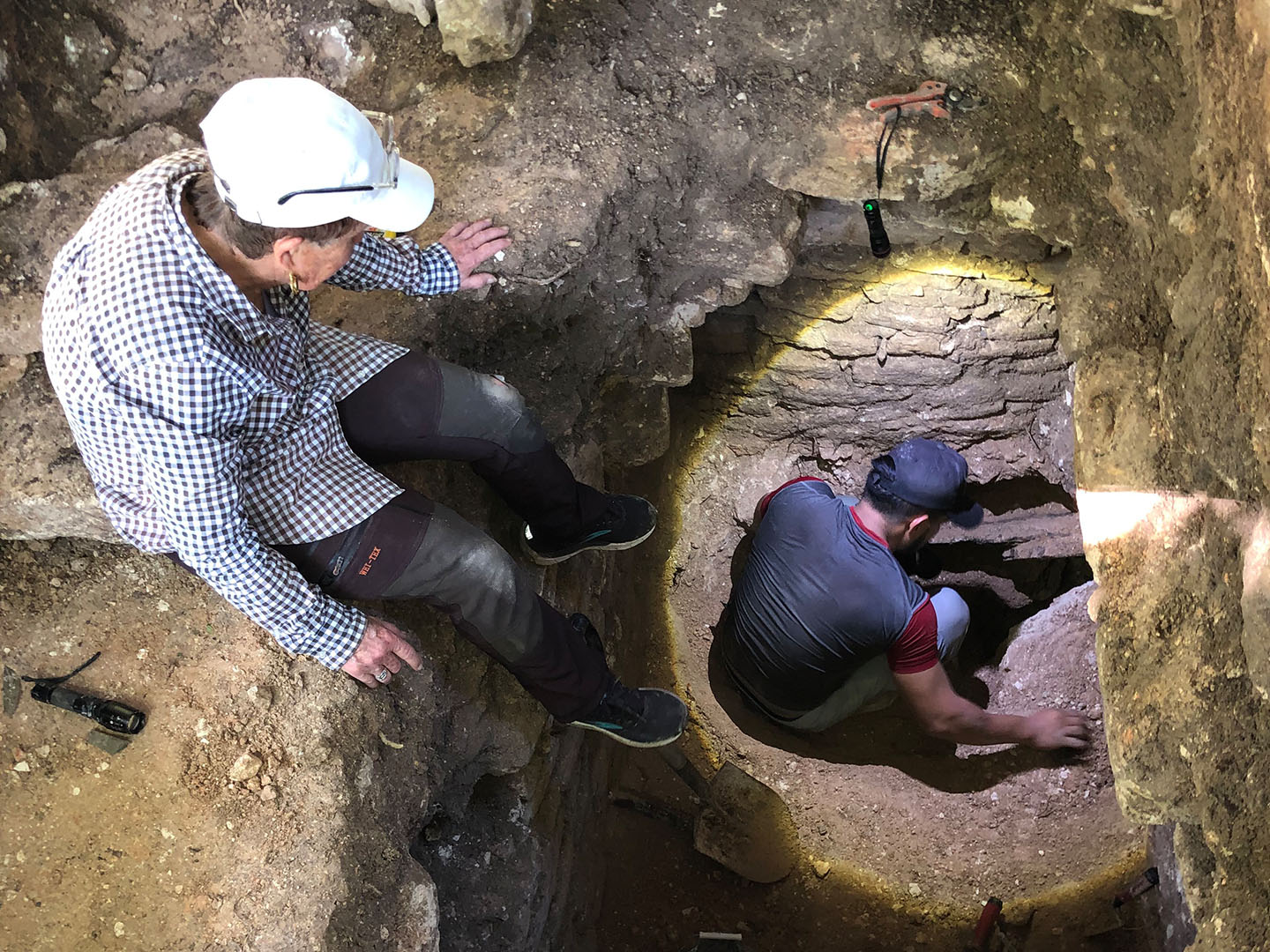 Archaelogists entering a work site