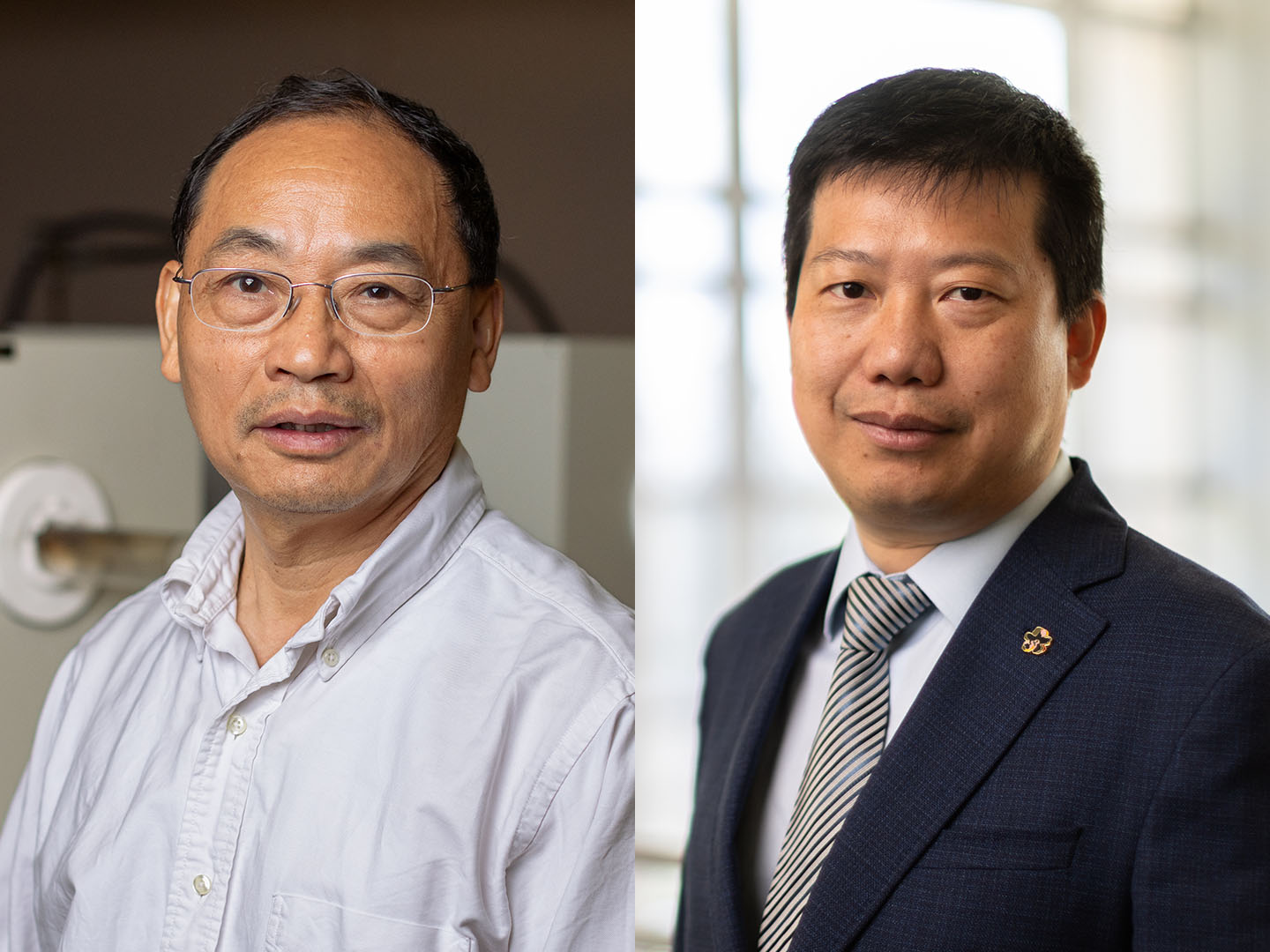 zhifeng ren and yan yao smile for two portraits