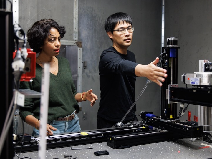 professor mini das works with physics researcher Jingcheng yuan in a home-built X-ray unit