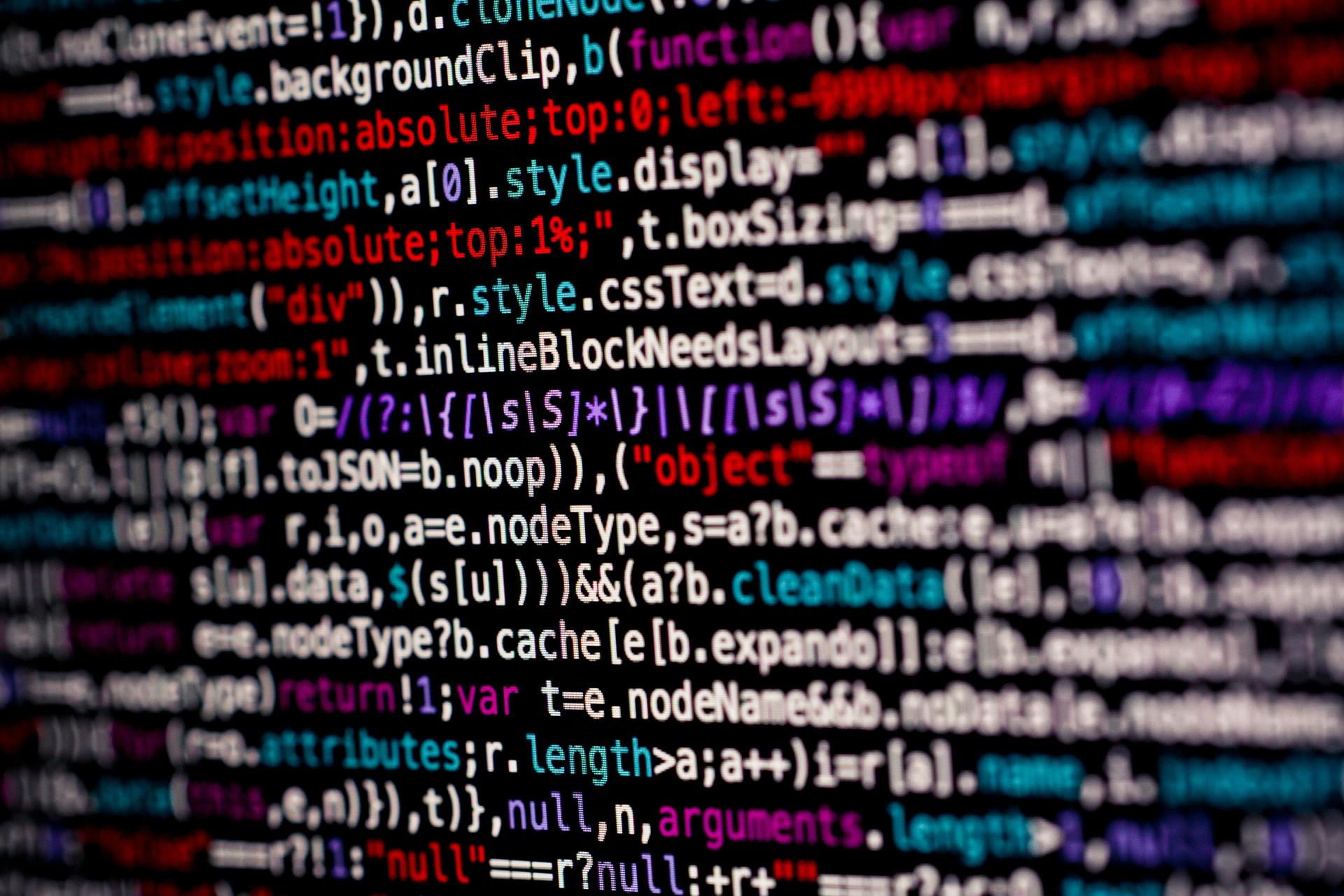 Image of colorful coding on a computer.