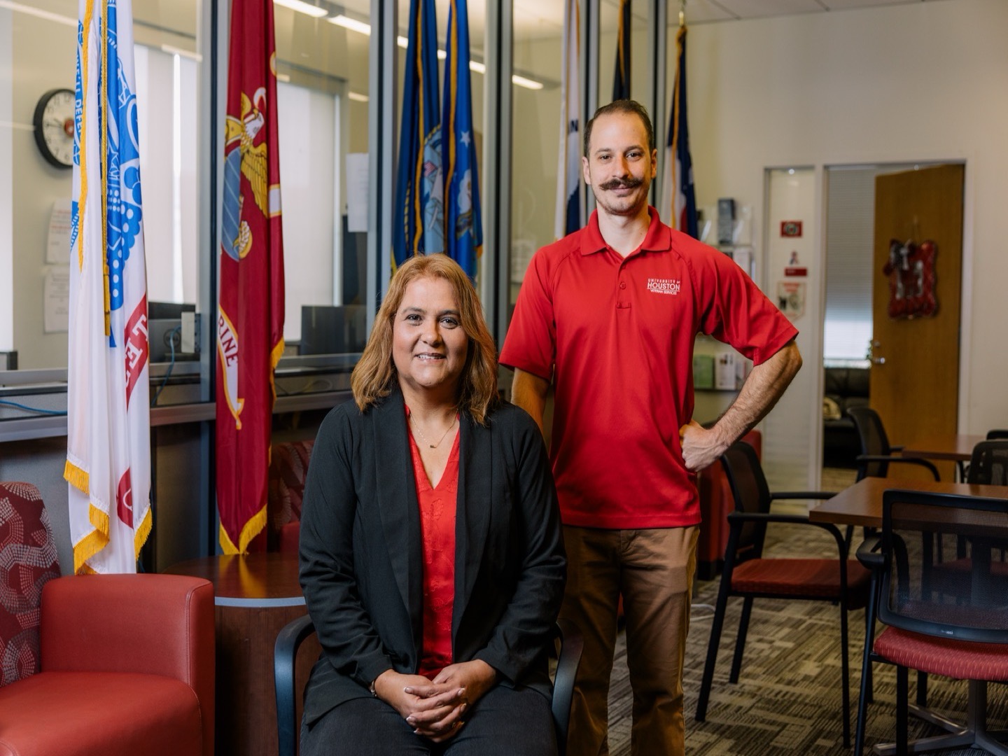 Celine Dugas and Anthony Moss at UH Veterans Services office