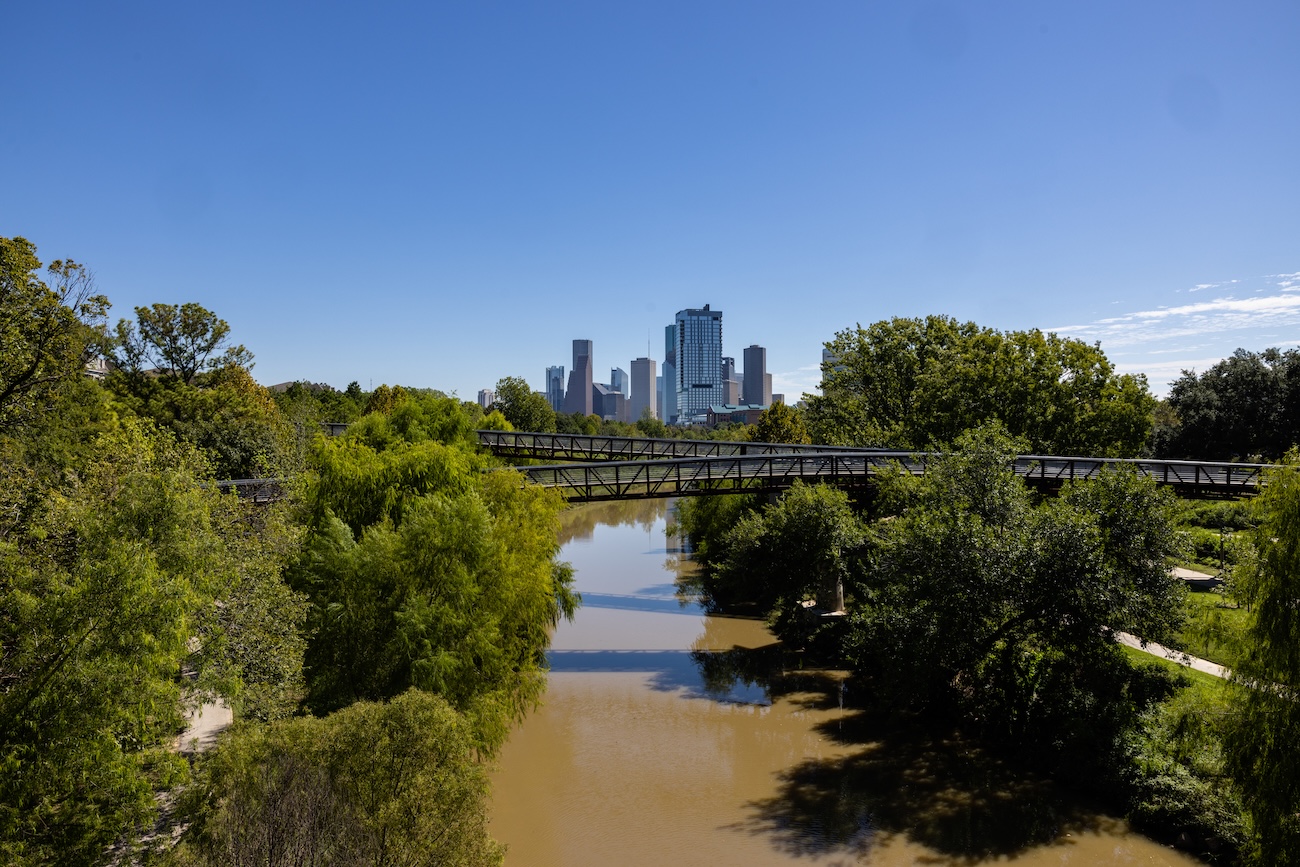 Houston bayou and skyline