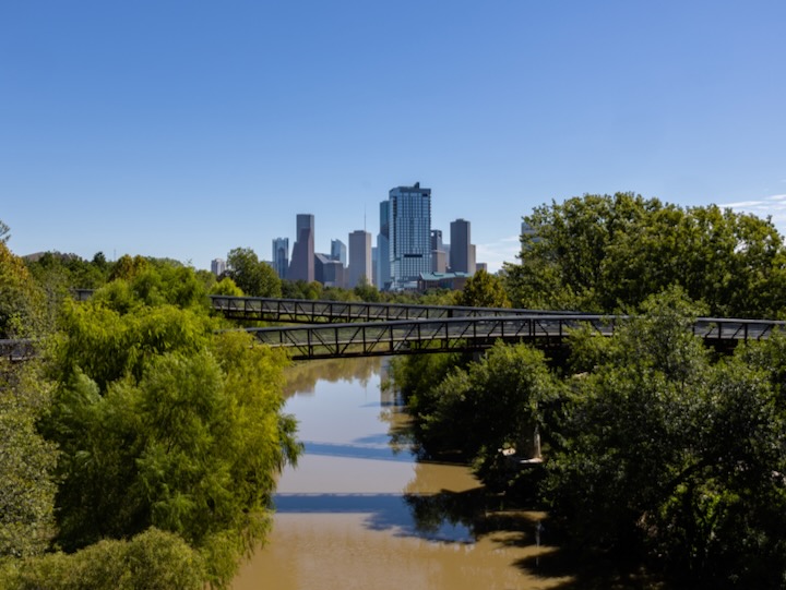 Houston bayou and skyline