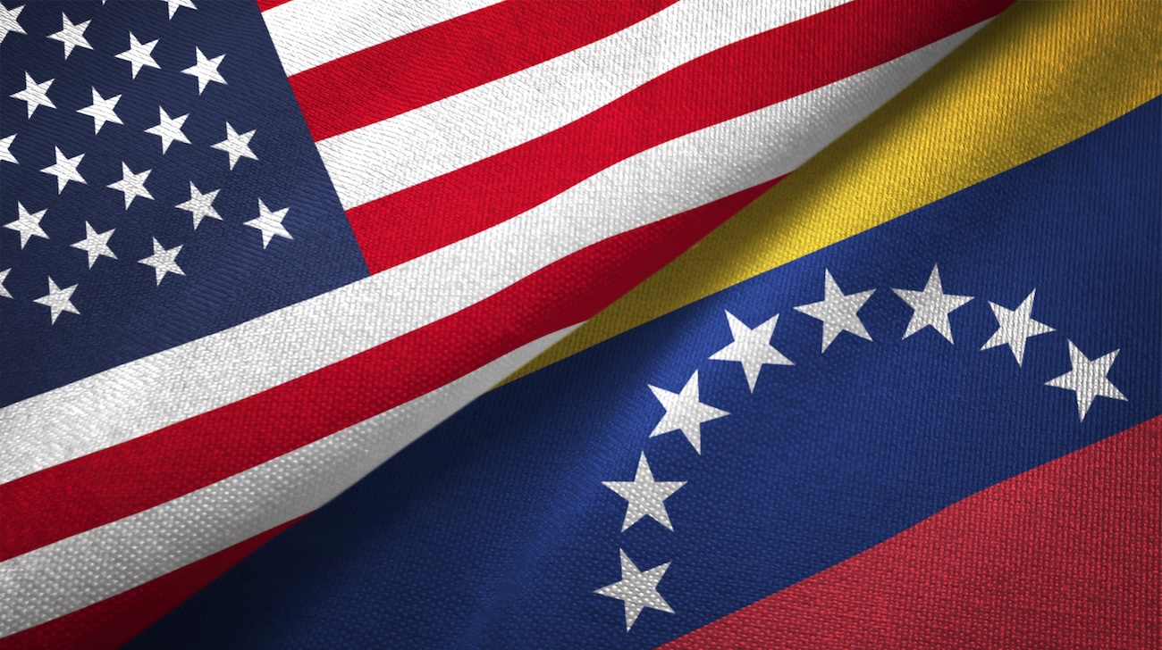 United States and Venezuela flags
