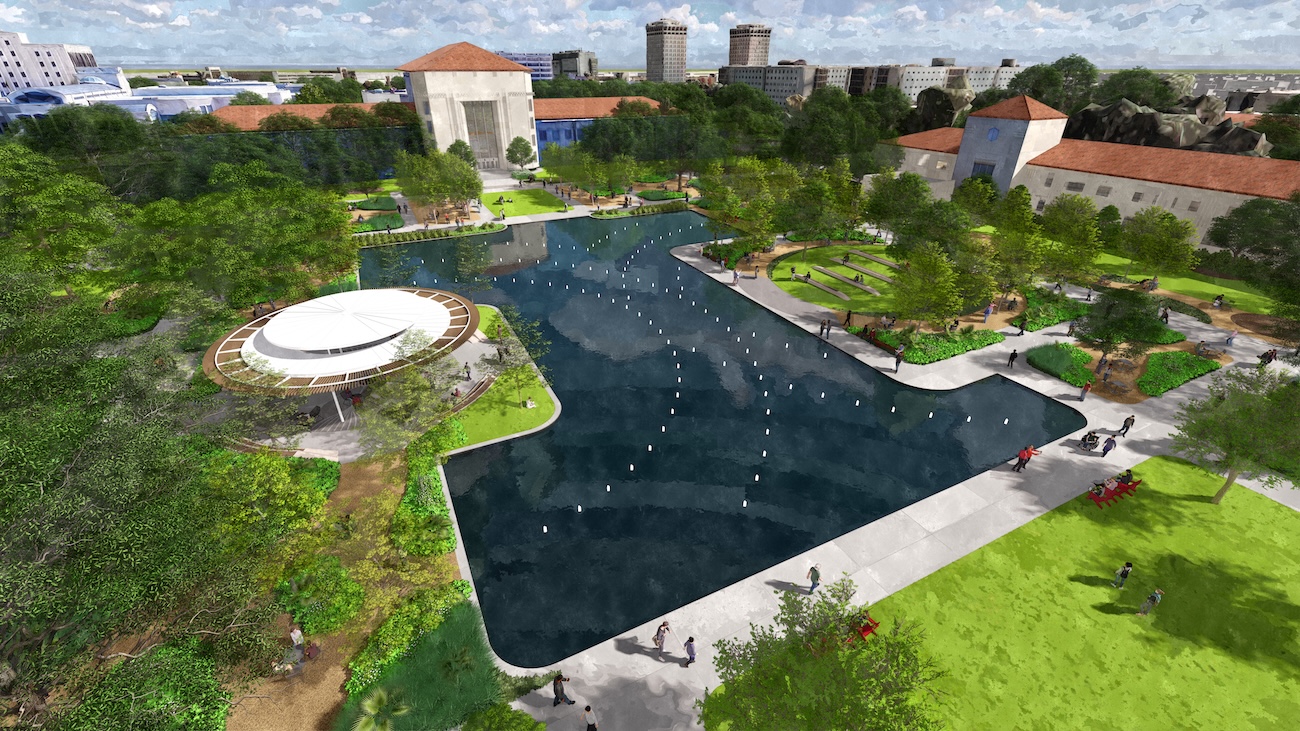 artist rendering of centennial plaza fountain areas