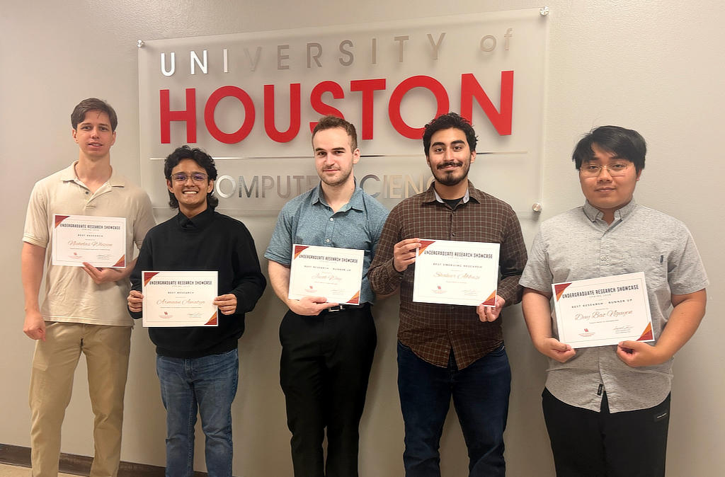 From left: Award recipients Nicholas Wlezien, Armaan Amatya, Jacob Way, Shaheer Abbasi and Duy Bao Nguyen.