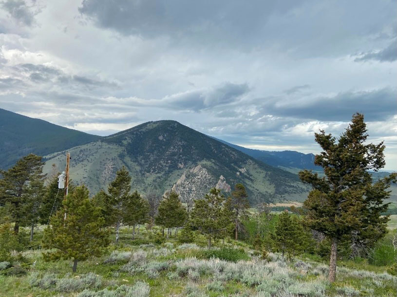 A view from the back porch of Fanshawe Lodge that shows exposures of some of the stratigraphy students become familiar with over the course of Field Camp. Photo credit: Jack McLaughlin, TA