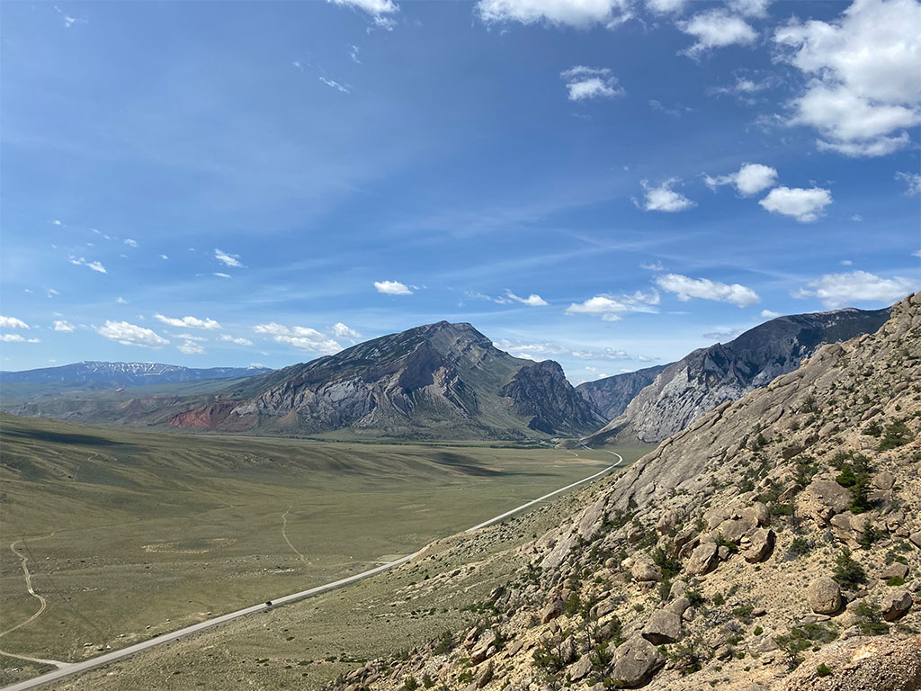 A fantastic view of Clark's Fork Canyon from approximately halfway up the Beartooth Conglomerate. This is the location of a future project. Photo credit: Jack McLaughlin, TA