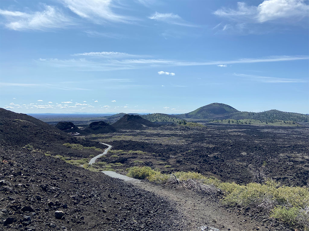 Multiple cinder cones can be seen in the background. Photo credit: Jack McLaughlin, TA