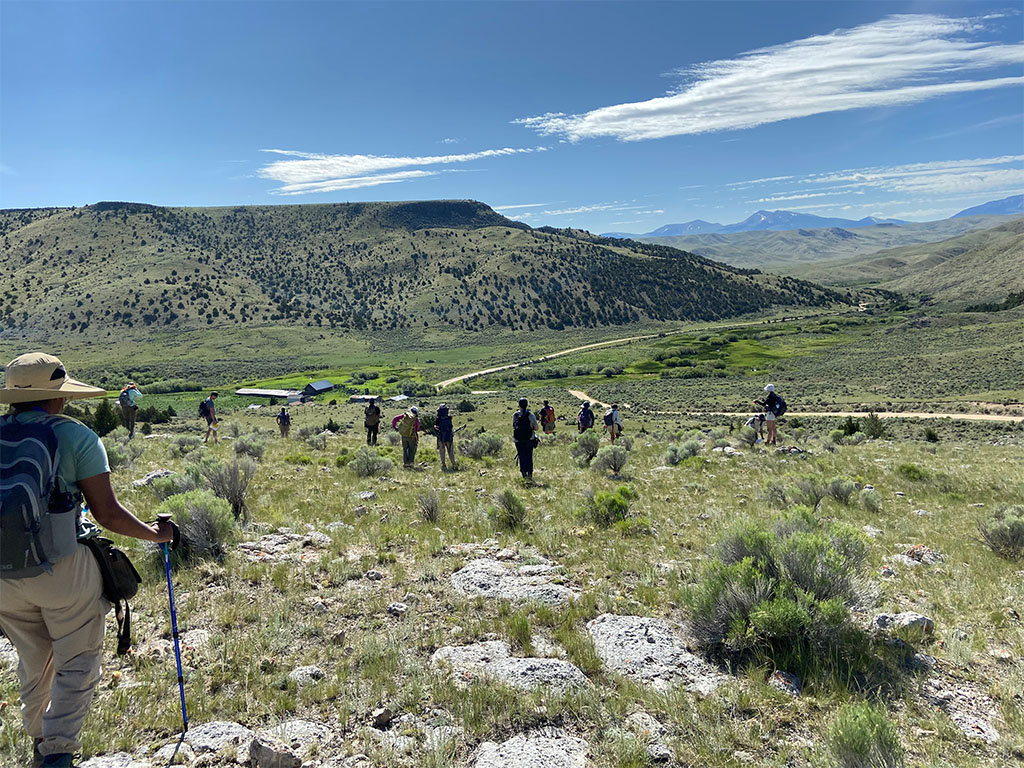 The large basaltic mesa that is characteristic of Timber Hill can be seen in the background. Photo credit: Jack McLaughlin, TA