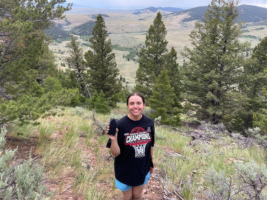 Student Madeline Tompson accidentally left her phone on a ridge during the solo mapping exercise at Kelley Reservoir. So, I drove her back during the morning of the last classroom day, and we searched for it. Right before giving up we found it! Photo credit: Jack McLaughlin, TA