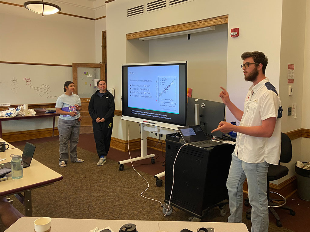 One of the student groups giving their final presentation. Photo credit: Jack McLaughlin, TA