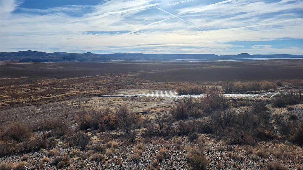Elephant Butte Reservoir boat ramp compared to current water levels at the reservoir. Photo credit: Korien Oostingh